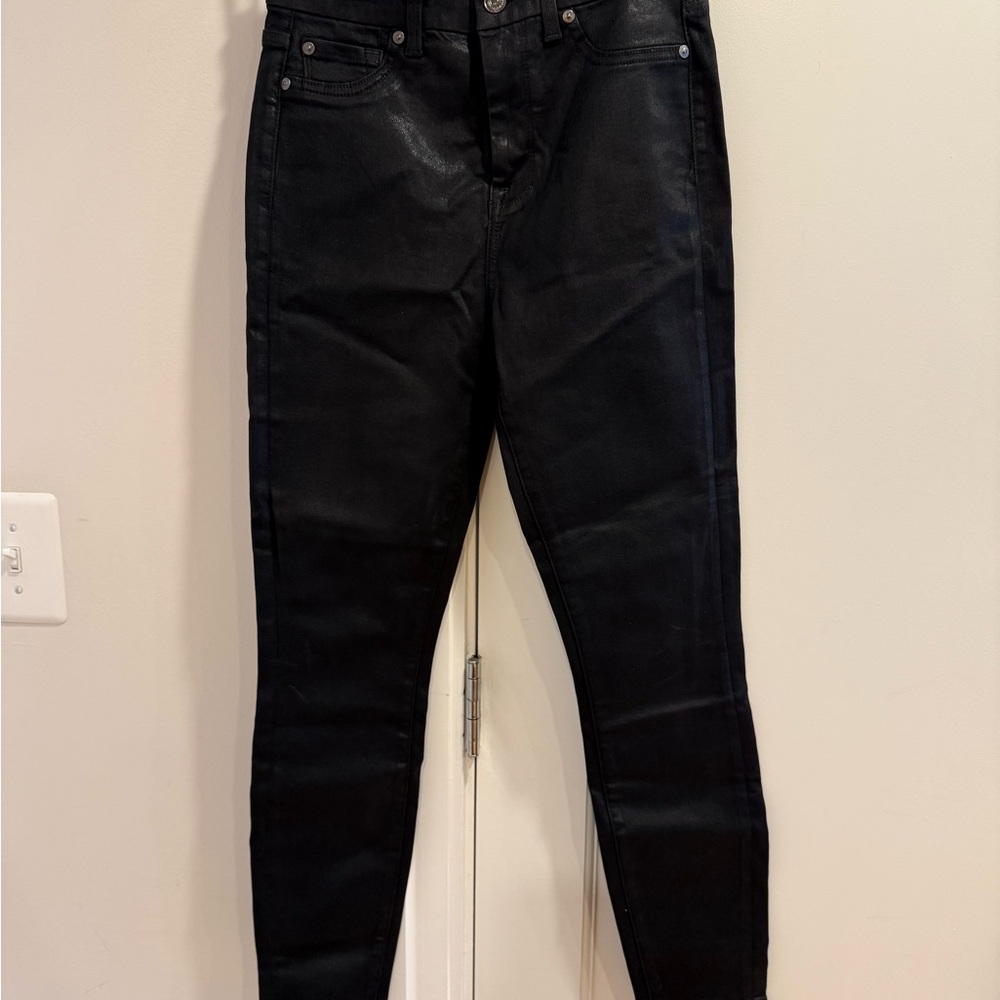 7 For All Mankind Black Skinny Coated Jeans
